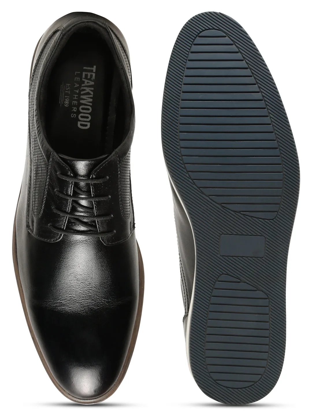 Men's Black Semi-Formal Lace-Up Leather Shoes