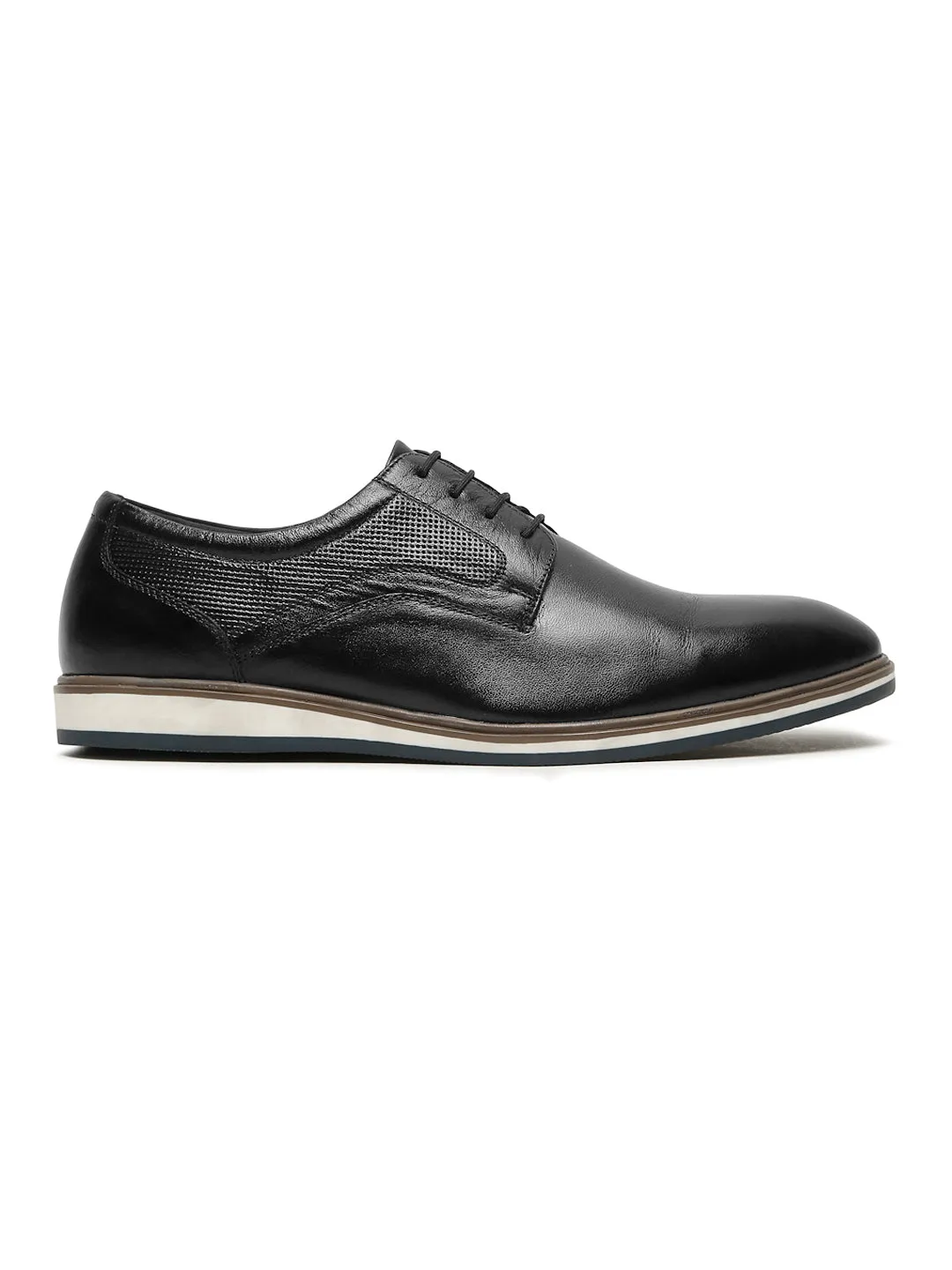 Men's Black Semi-Formal Lace-Up Leather Shoes