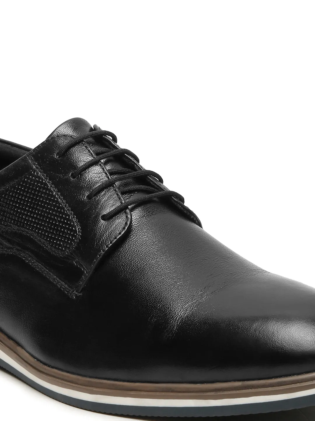 Men's Black Semi-Formal Lace-Up Leather Shoes