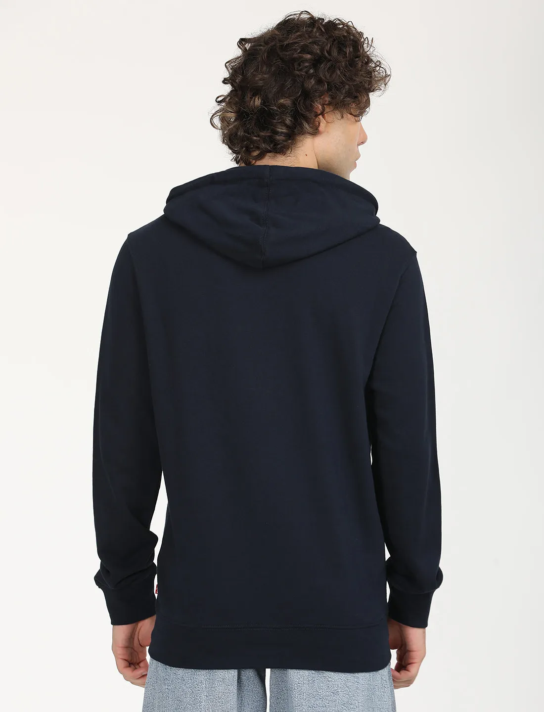 Men's Solid Navy Hooded Sweatshirt