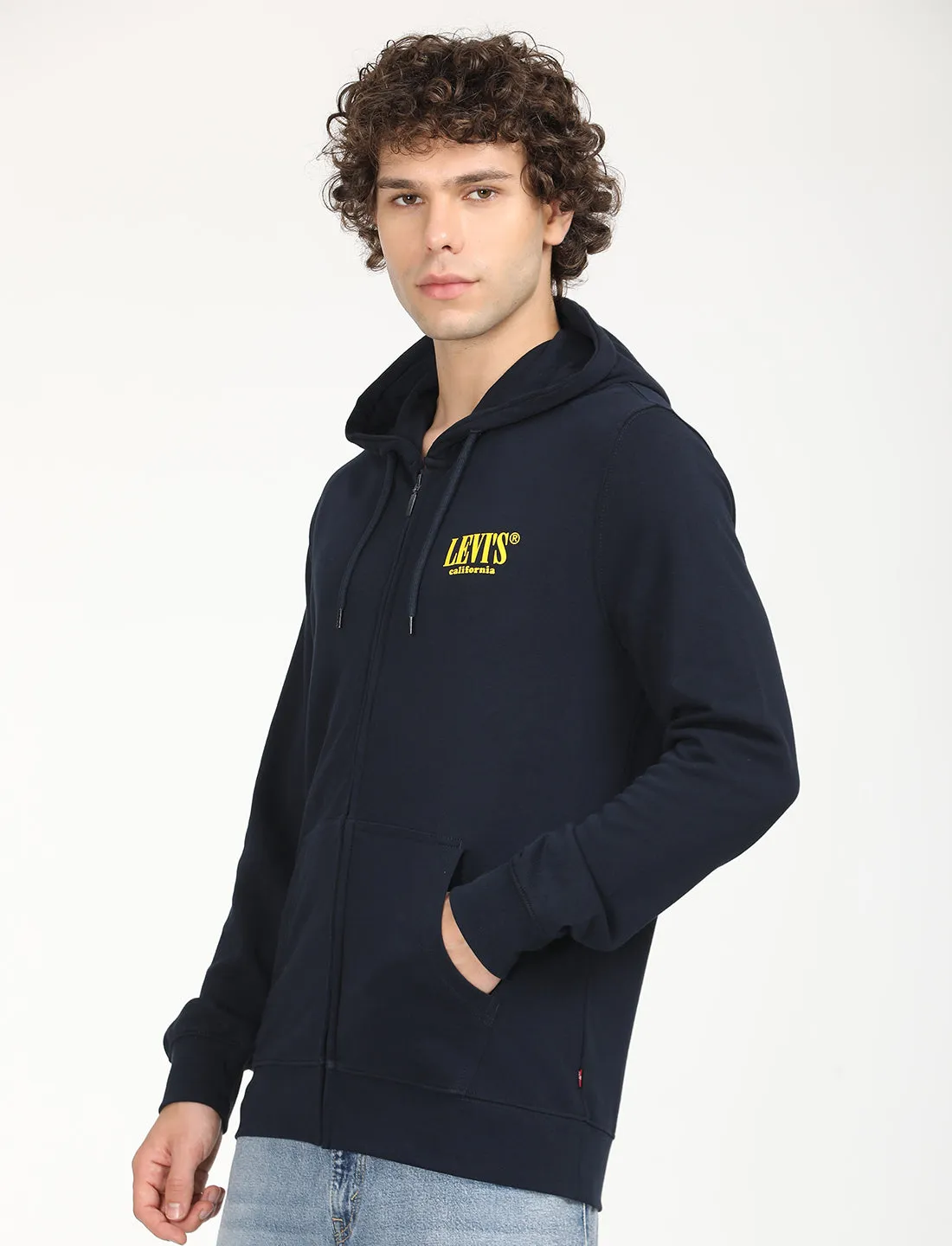 Men's Solid Navy Hooded Sweatshirt