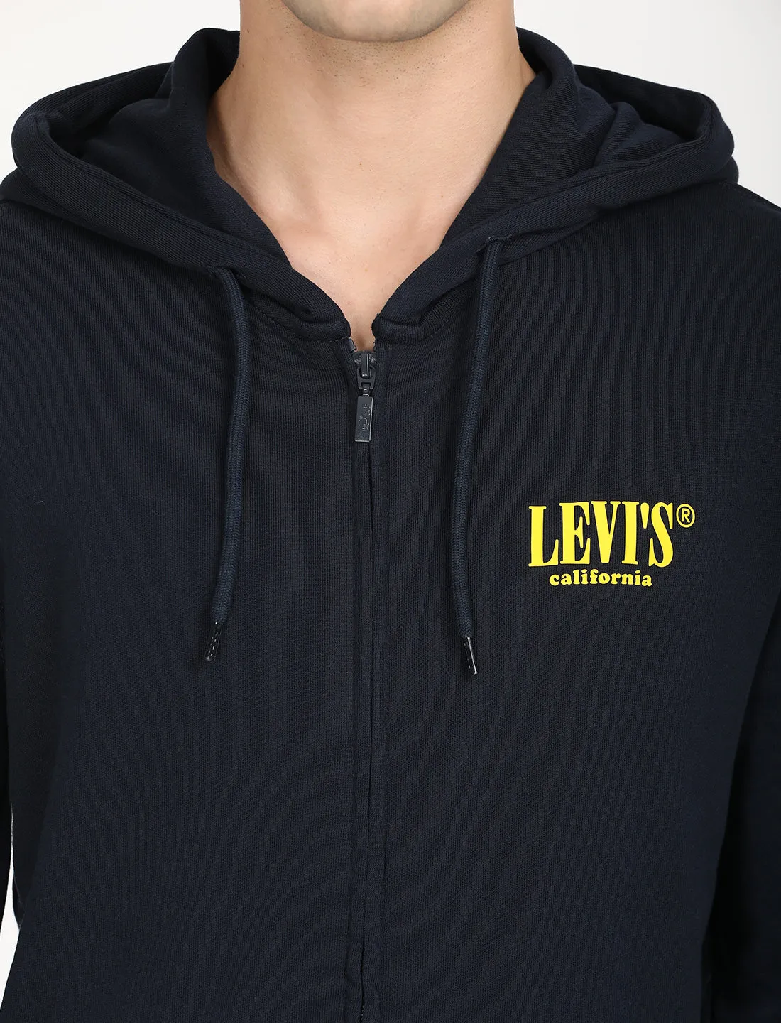 Men's Solid Navy Hooded Sweatshirt