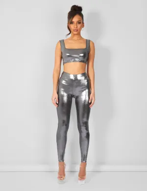 Metallic Crop Top Silver