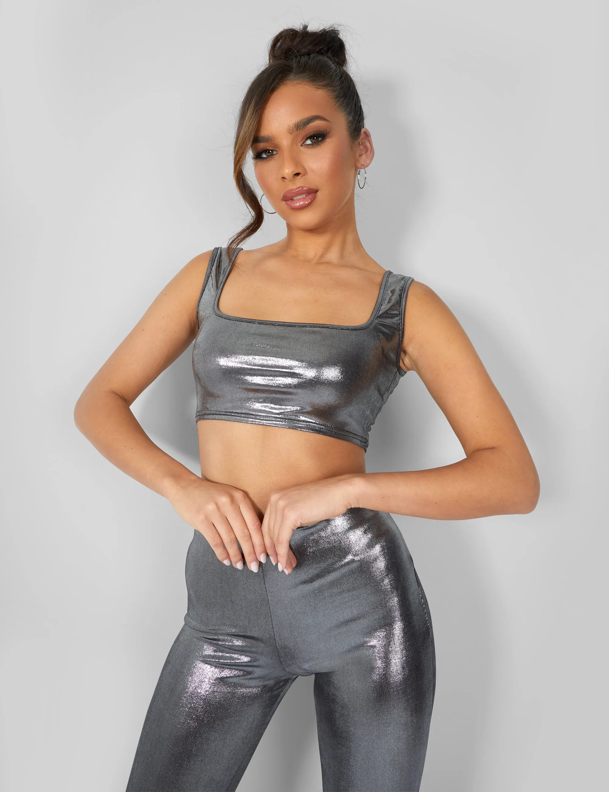 Metallic Crop Top Silver