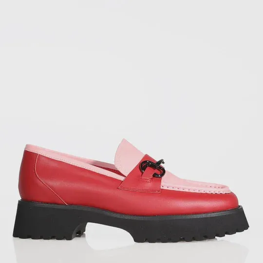 Minx Square Bite Marks Leather Ruby Red Ballet Pink Brogue