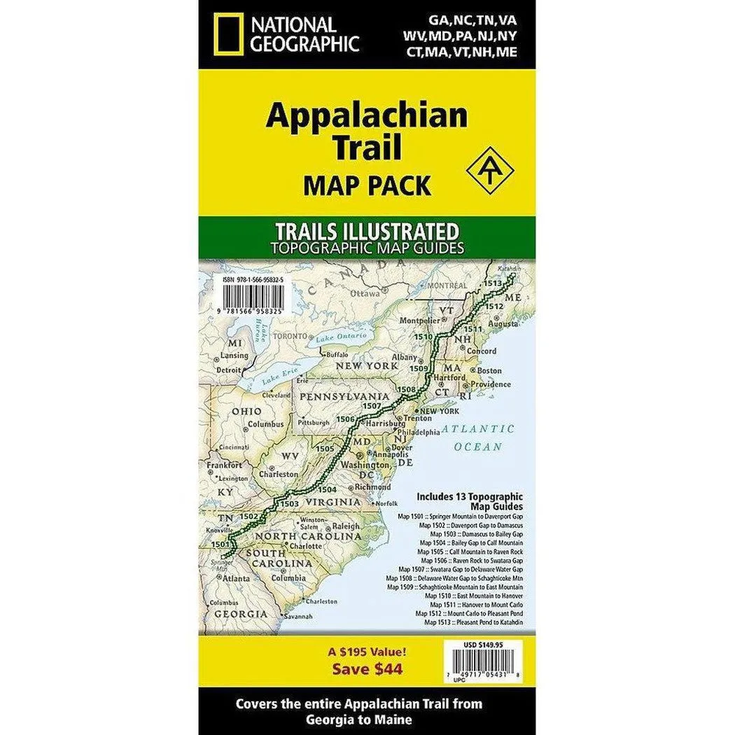 National Geographic Trails Illustrated Appalachian Trail Map Pack