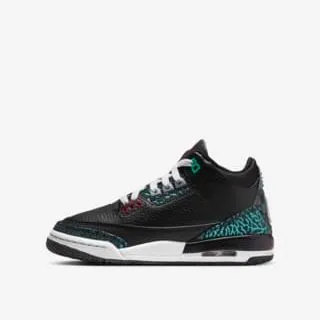 Nike Kid's Jordan 3 Retro GS Shoes - Black / Hyper Jade