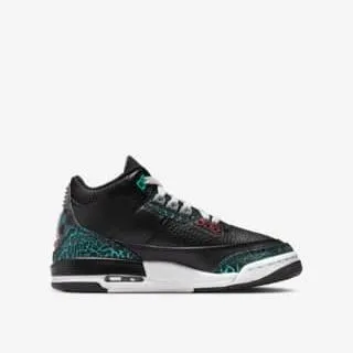 Nike Kid's Jordan 3 Retro GS Shoes - Black / Hyper Jade