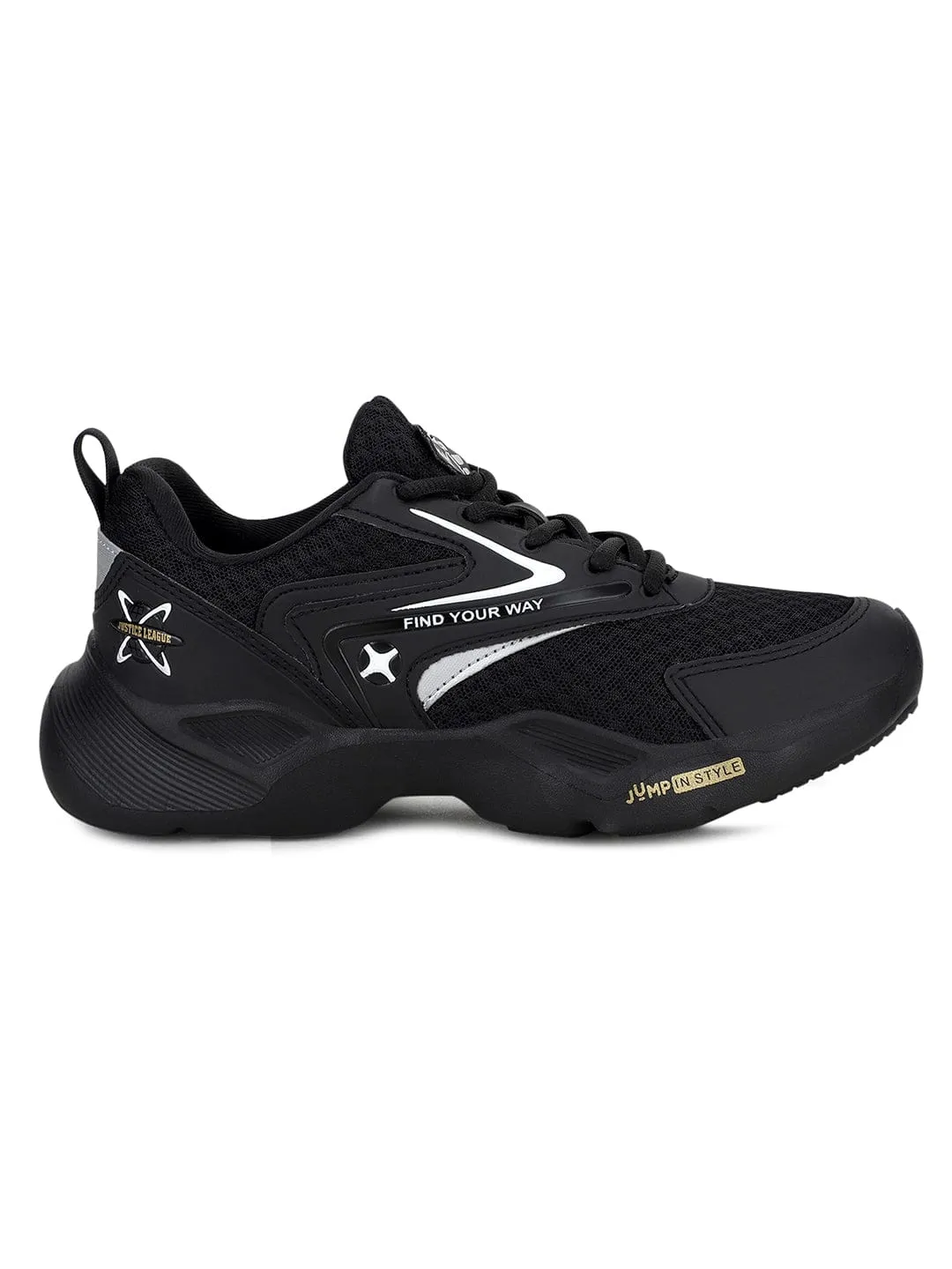 NINZA JR Black Kid's Sports Shoes