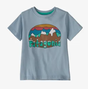 Patagonia Baby Short Sleeved Regenerative Organic Certified™ Cotton Graphic T-Shirt Fitz Roy Flurries: Steam Blue