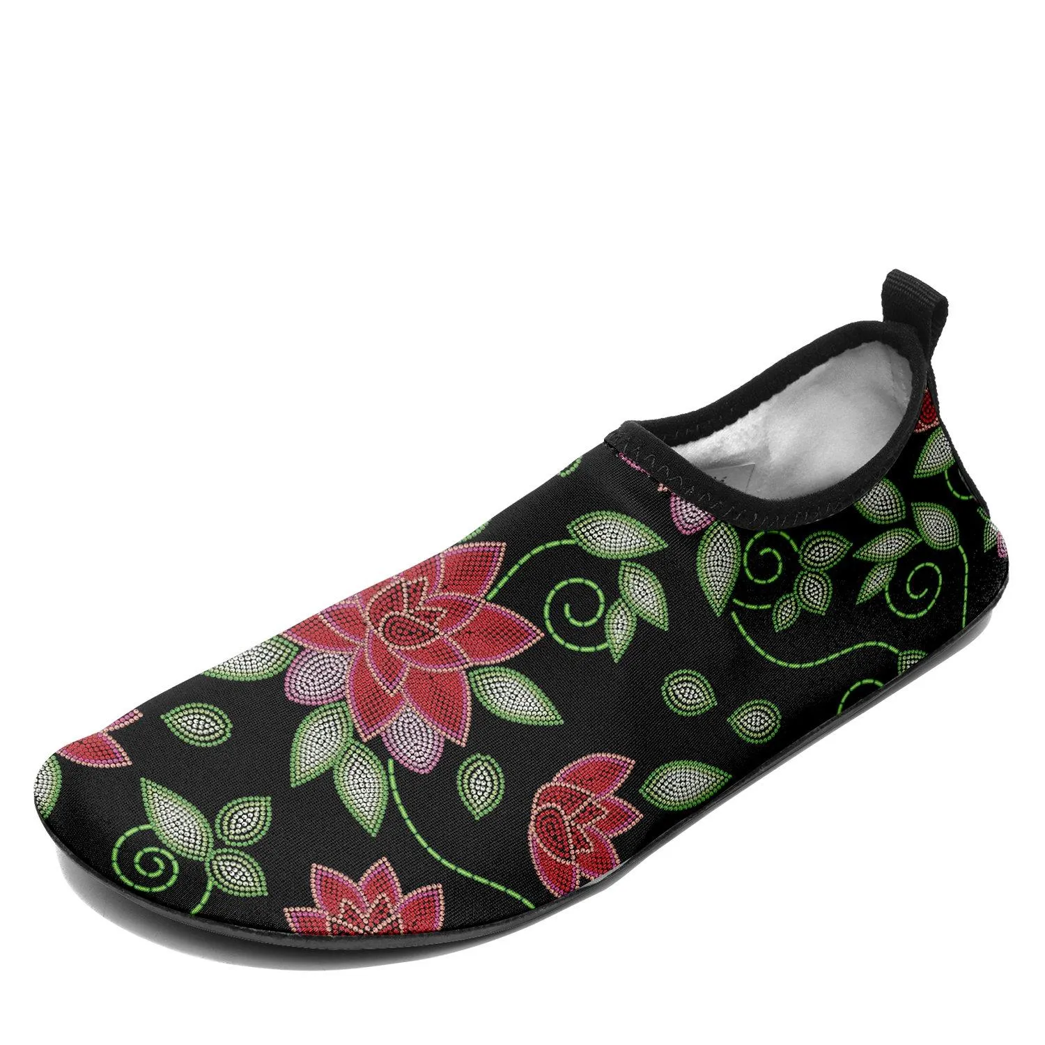 Red Beaded Rose Sockamoccs Kid's Sockamoccs Slip On Shoes