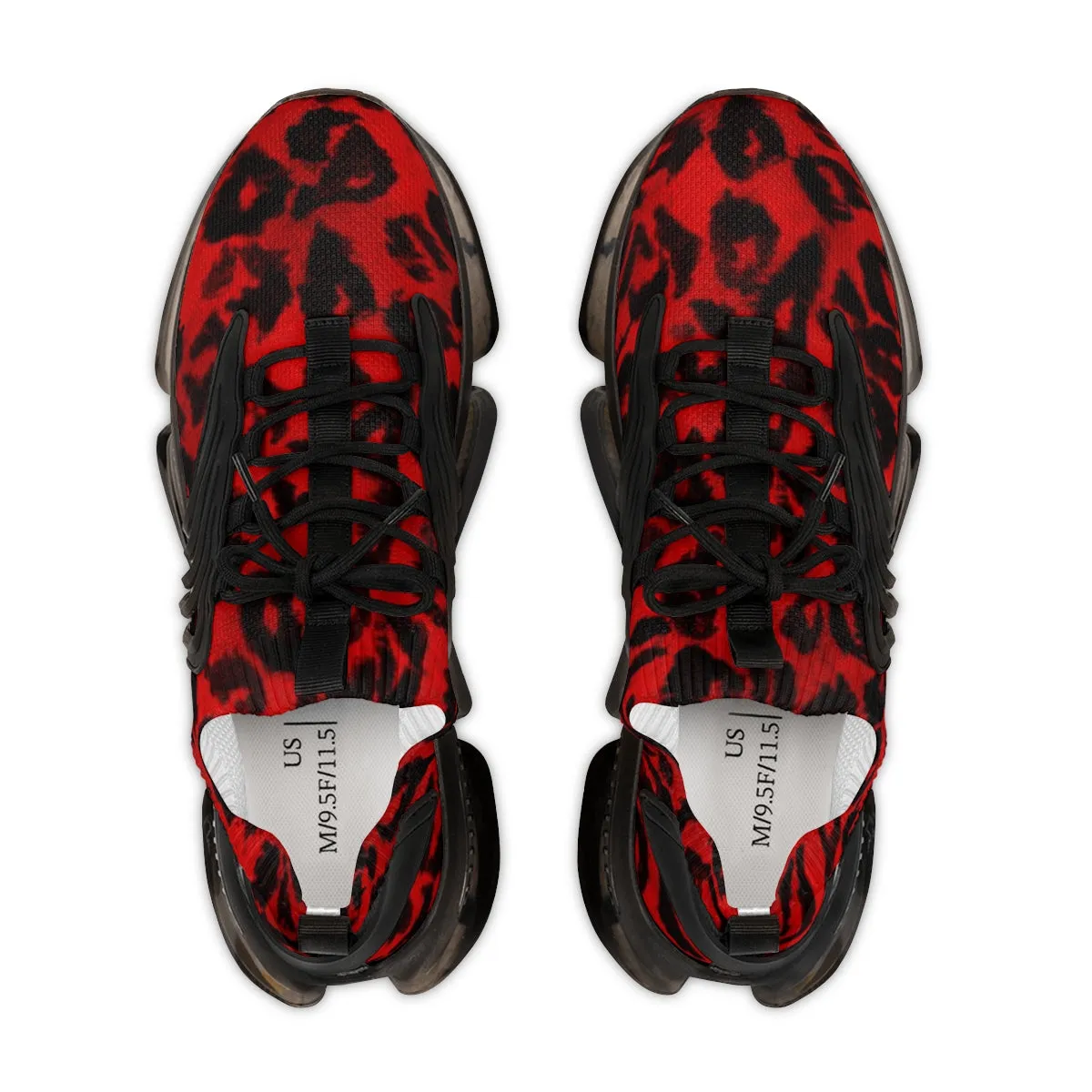 Red Leopard Print Men's Shoes, Best Leopard Animal Print Comfy Men's Mesh Sports Sneakers