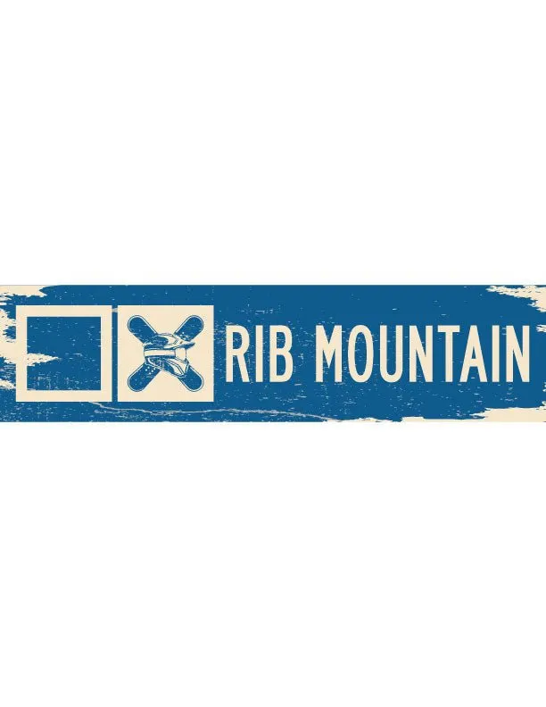 Rib Mountain Ski Trail Distressed Metal Sign