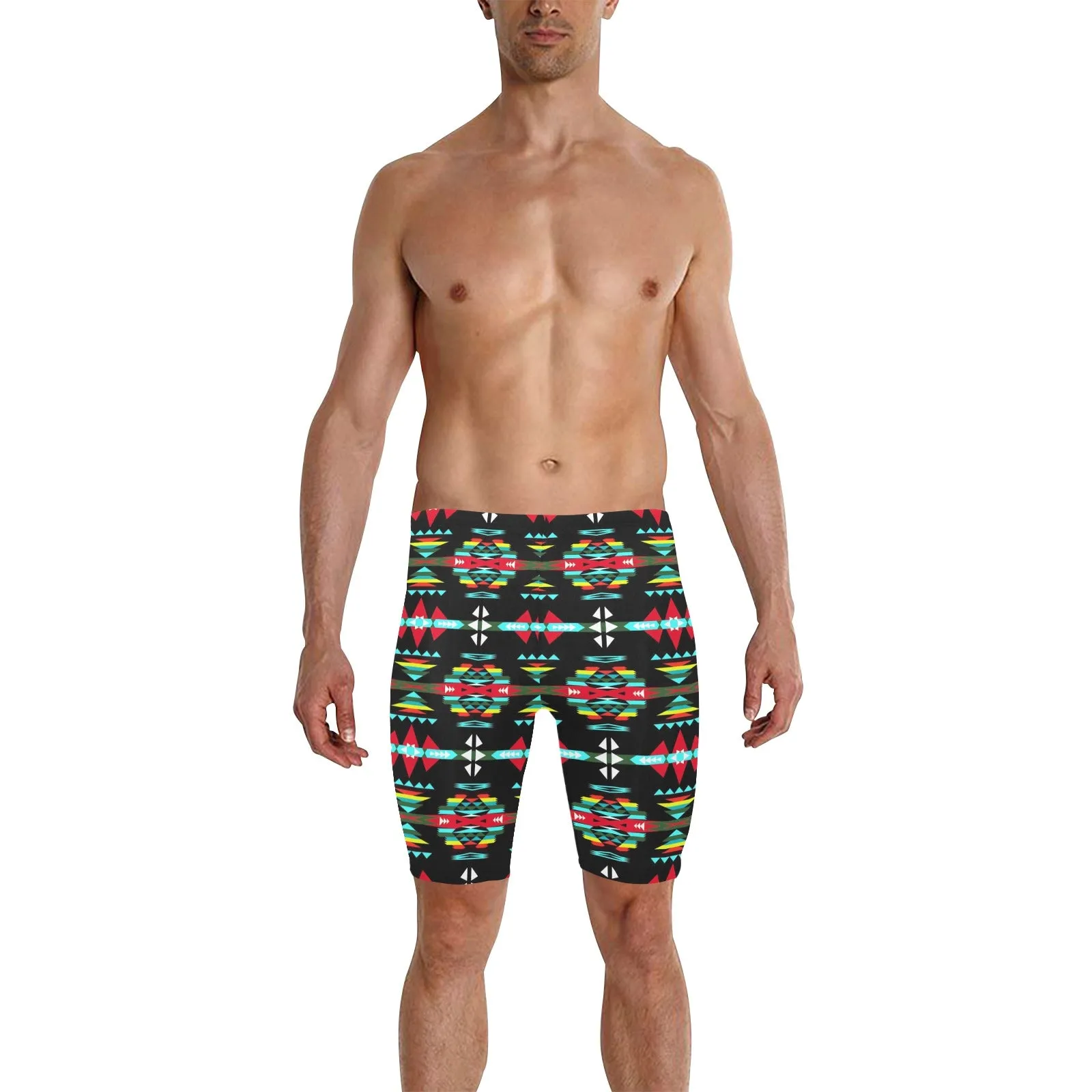 River Trail Sunset Men's Knee Length Swimming Trunks