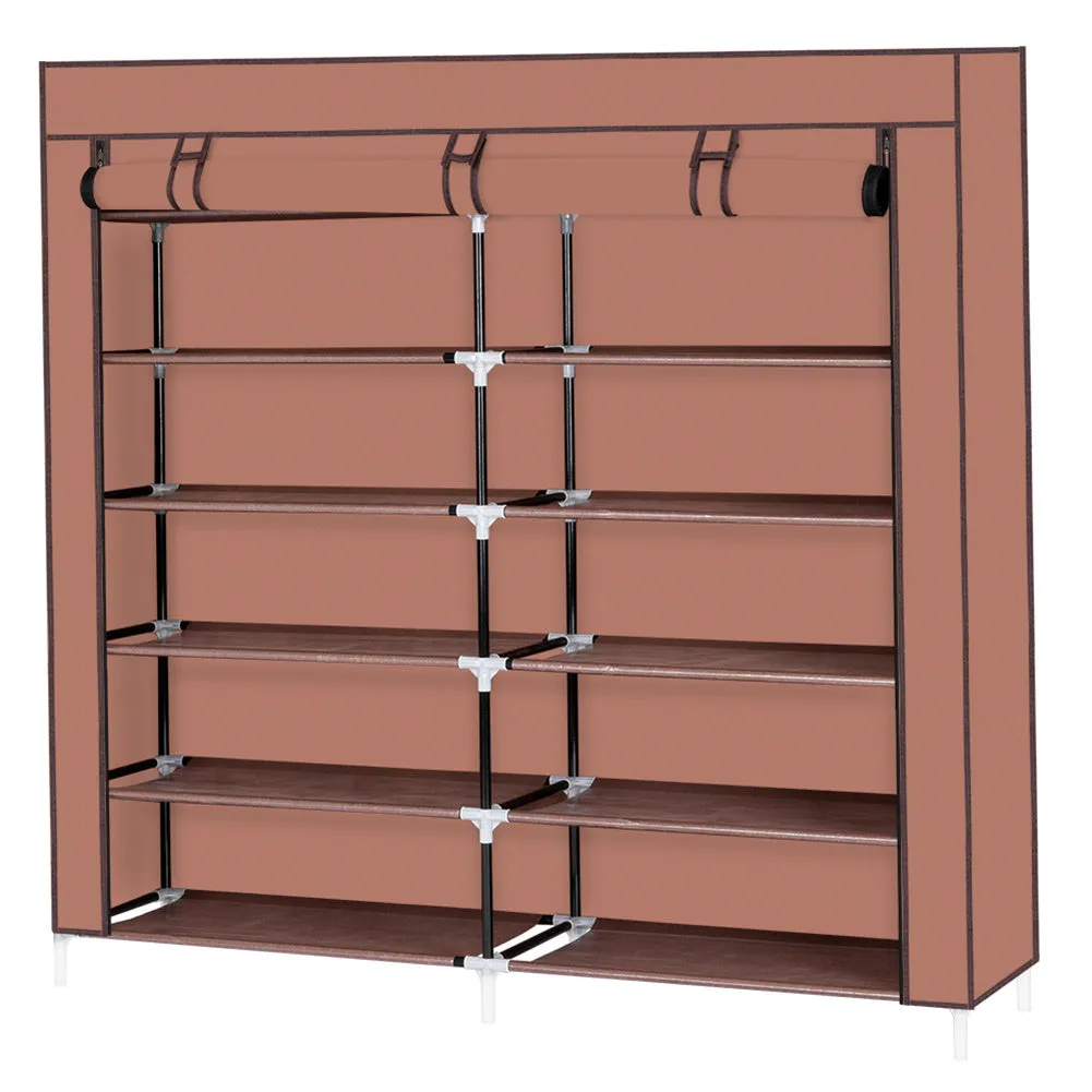 RONSHIN 7 Layers 14 Grids Shoe Rack Portable Shoe Cabinet Brown