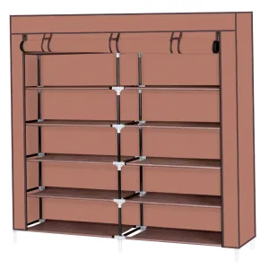 RONSHIN 7 Layers 14 Grids Shoe Rack Portable Shoe Cabinet Brown