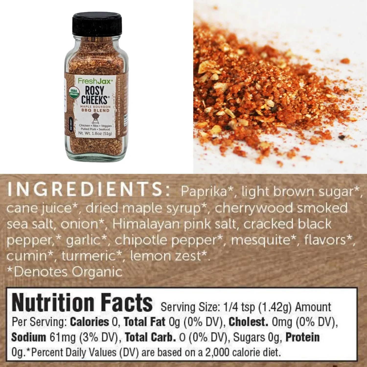 Rosy Cheeks® Maple Bourbon BBQ Seasoning Organic