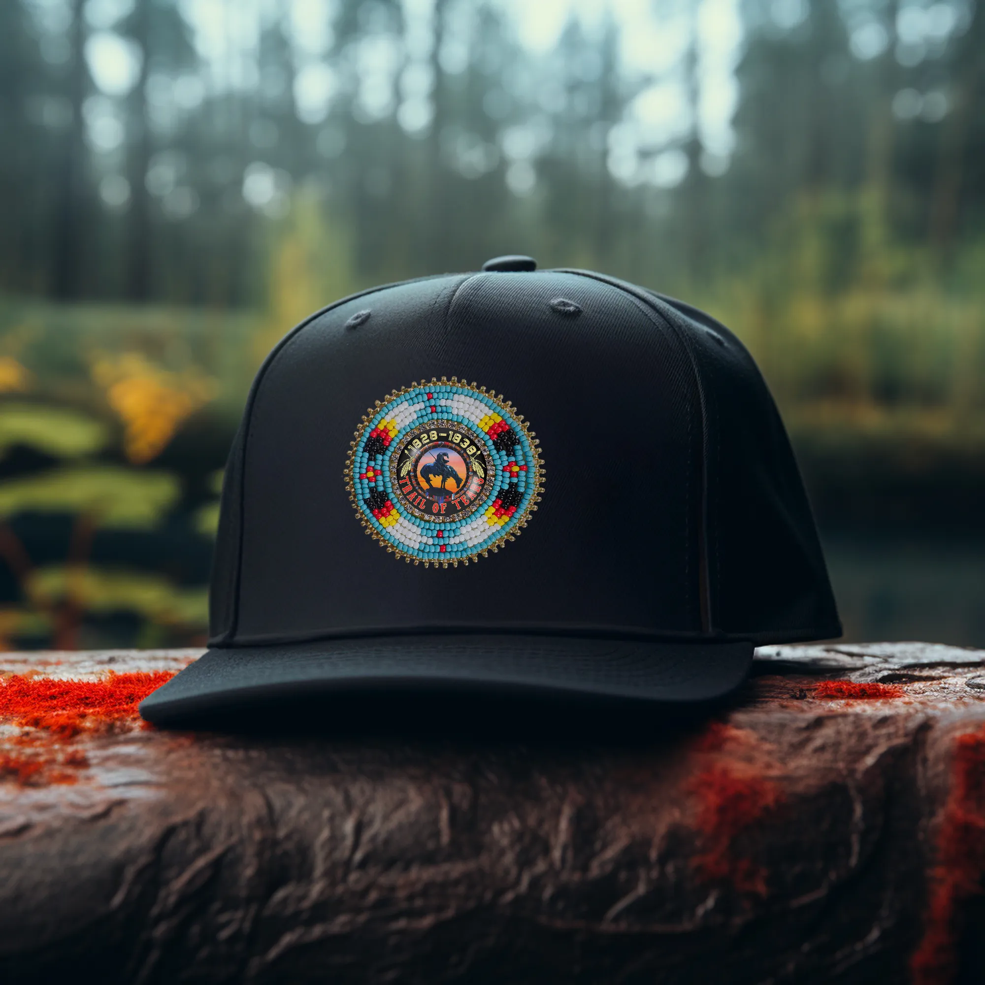 SALE 50% OFF - Trail of Tears Beaded Snapback With Patch Cotton Cap Unisex Native American Style