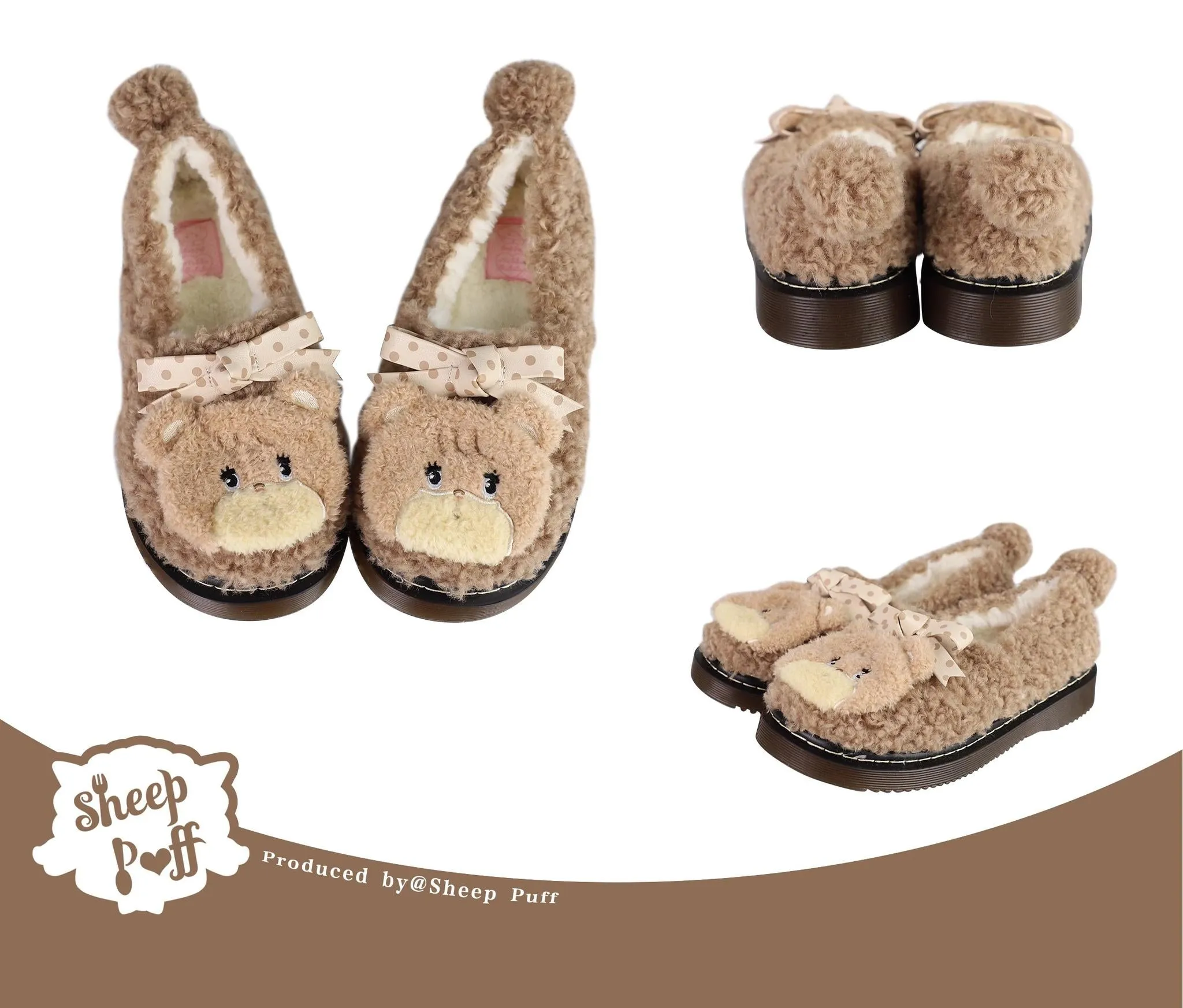 Sheep Puff~Mikko Rolled~Winter Lolita Shoes Warm Fleece Shoes