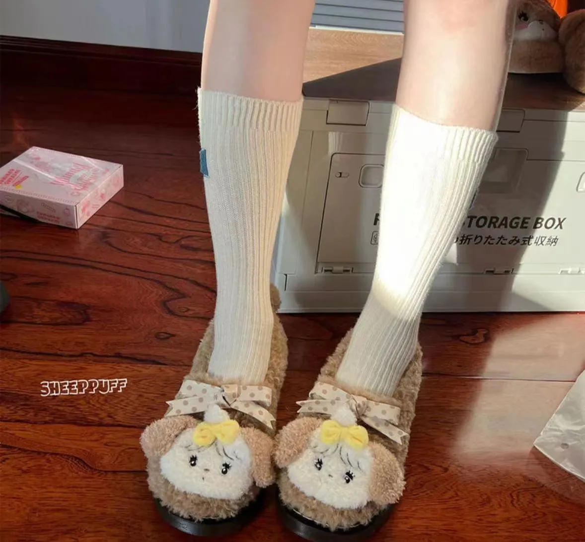 Sheep Puff~Mikko Rolled~Winter Lolita Shoes Warm Fleece Shoes