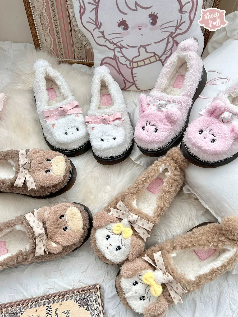 Sheep Puff~Mikko Rolled~Winter Lolita Shoes Warm Fleece Shoes