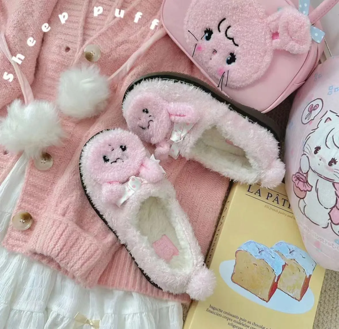 Sheep Puff~Mikko Rolled~Winter Lolita Shoes Warm Fleece Shoes