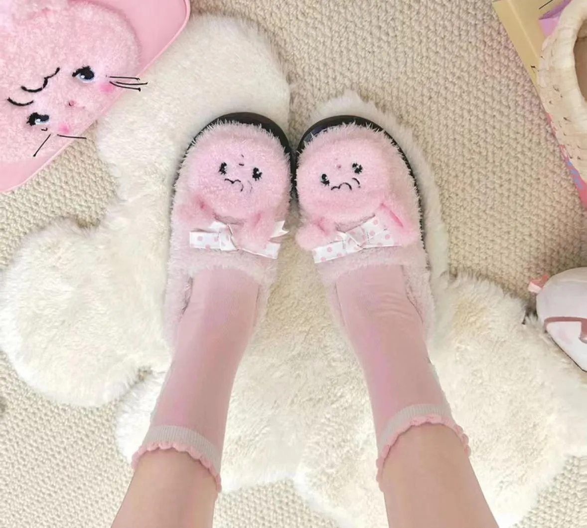 Sheep Puff~Mikko Rolled~Winter Lolita Shoes Warm Fleece Shoes