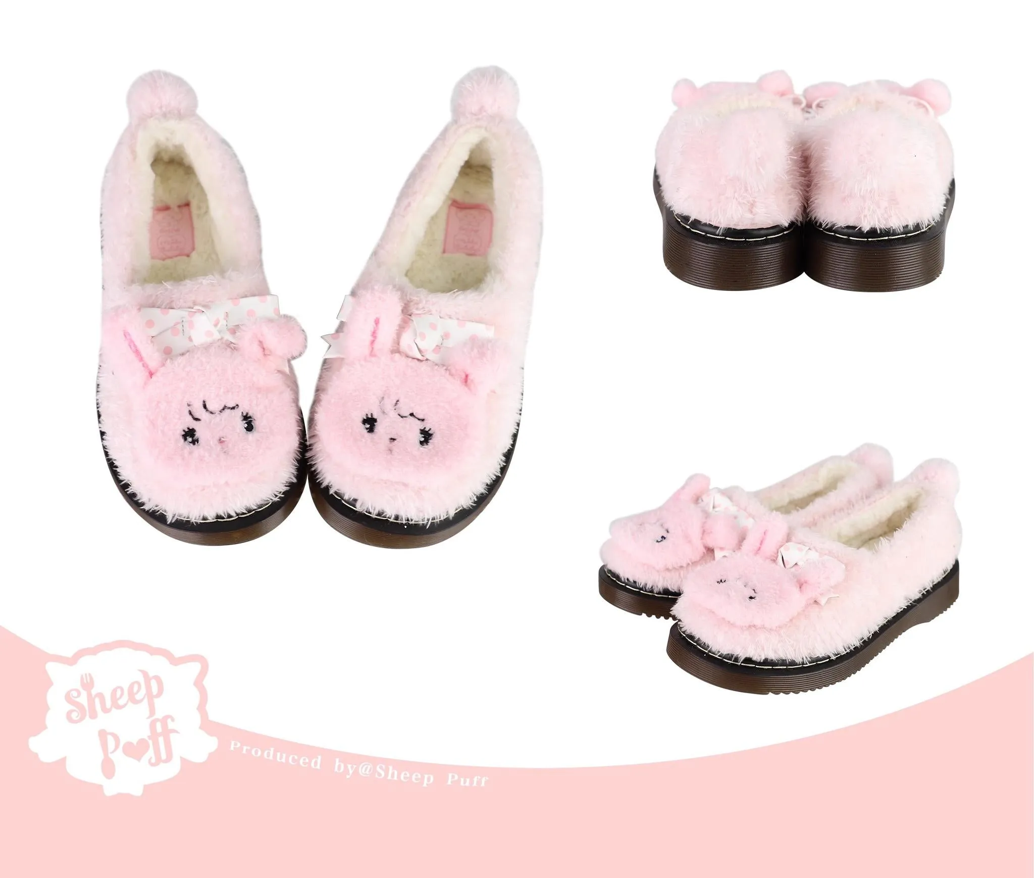 Sheep Puff~Mikko Rolled~Winter Lolita Shoes Warm Fleece Shoes