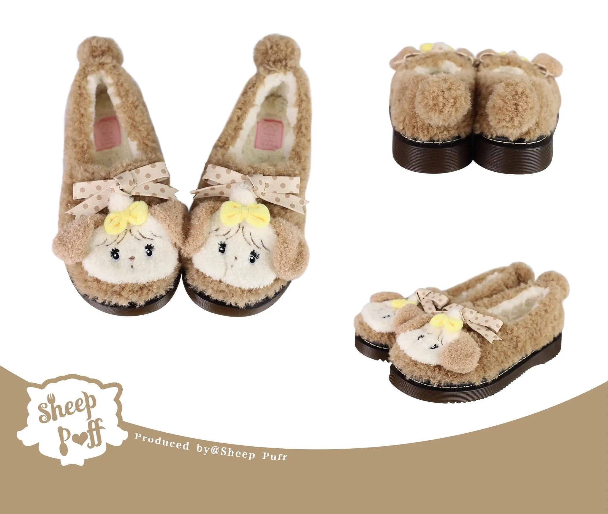 Sheep Puff~Mikko Rolled~Winter Lolita Shoes Warm Fleece Shoes