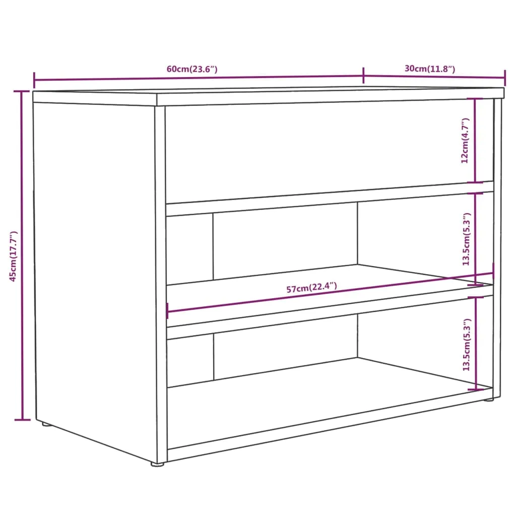 Shoe Bench Grey Sonoma 60x30x45 cm Engineered Wood