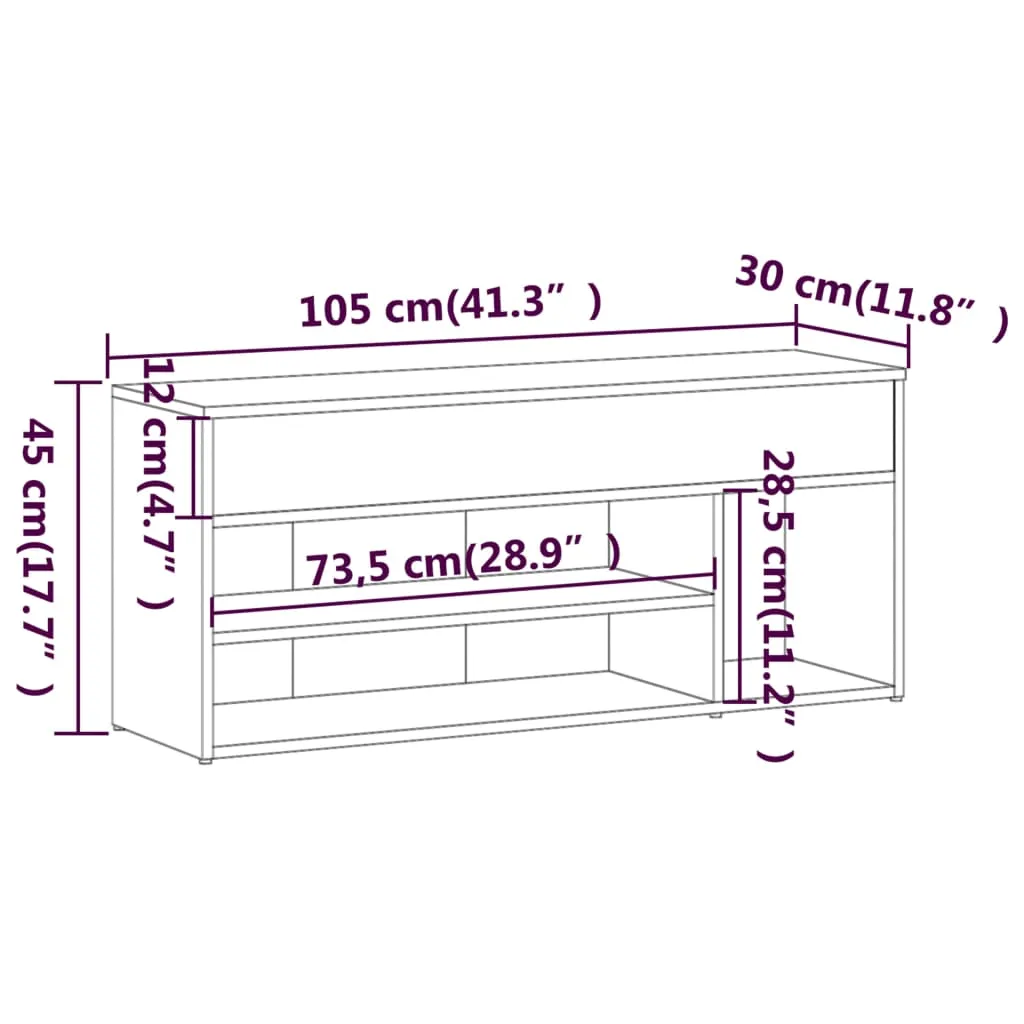 Shoe Bench Smoked Oak 105x30x45 cm Engineered Wood