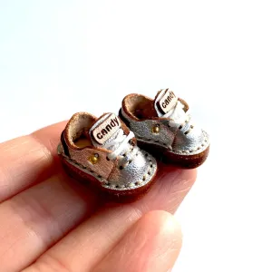 Silver leather Doll shoes OB11 doll shoes 1/12 shoes