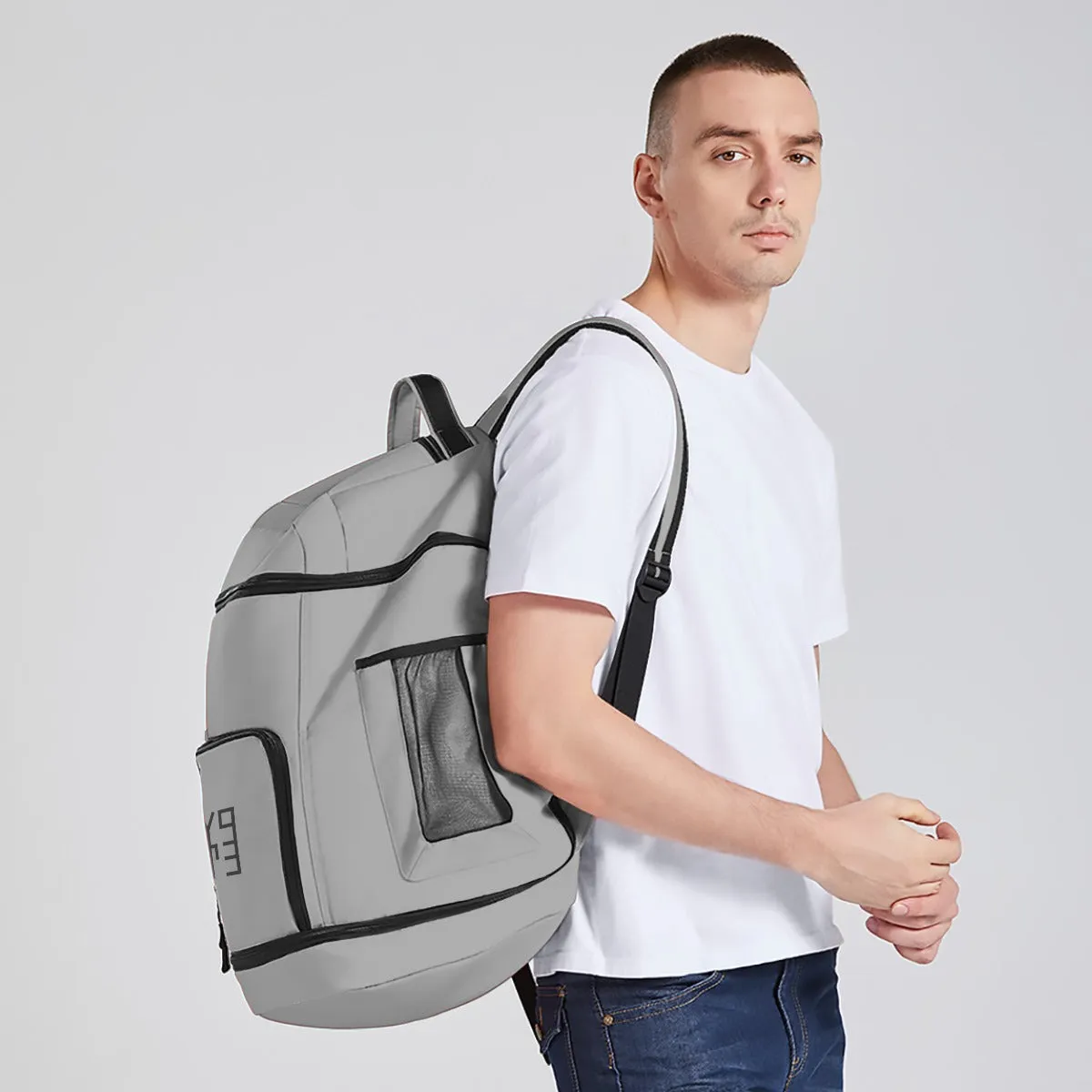 Sixty Eight 93 Logo Black Grey Multifunctional Oxford Backpack