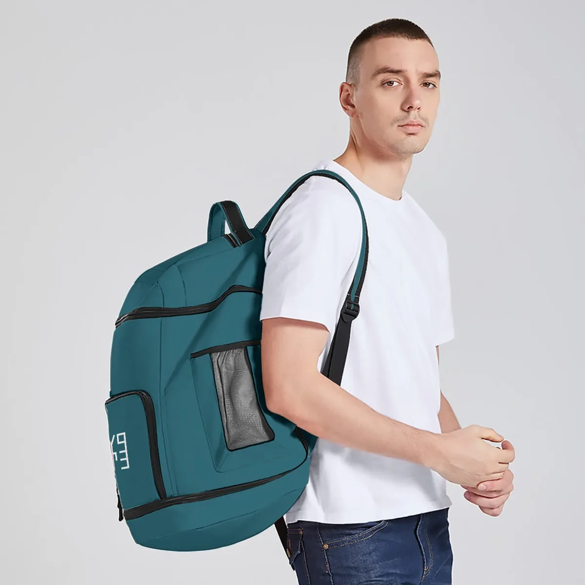 Sixty Eight 93 Logo White Dark Teal Multifunctional Oxford Backpack