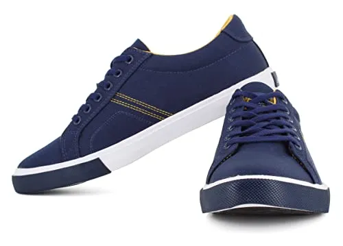 Sparx Men  Navy Blue Golden Yellow Casual Shoes