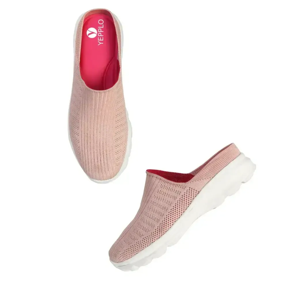 Stylish Pink Synthetic Leather Woven Design Mules For Women