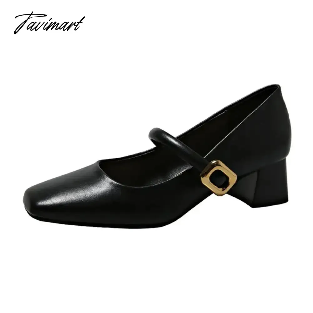 TAVIMART  Women Mary Jane Shoes Women Fashion Shallow Thick Heel Shoes 2024 Spring Ladies Elgant Paryt Weding Pumps