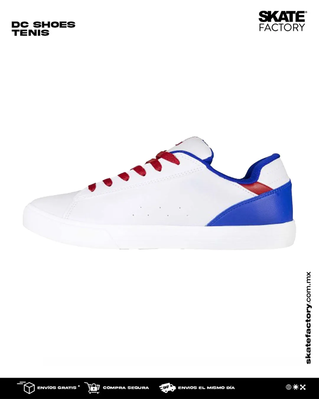 TENIS DC SHOES NOTCH SN MX CABALLERO BCO ROJO AZUL (BUW)