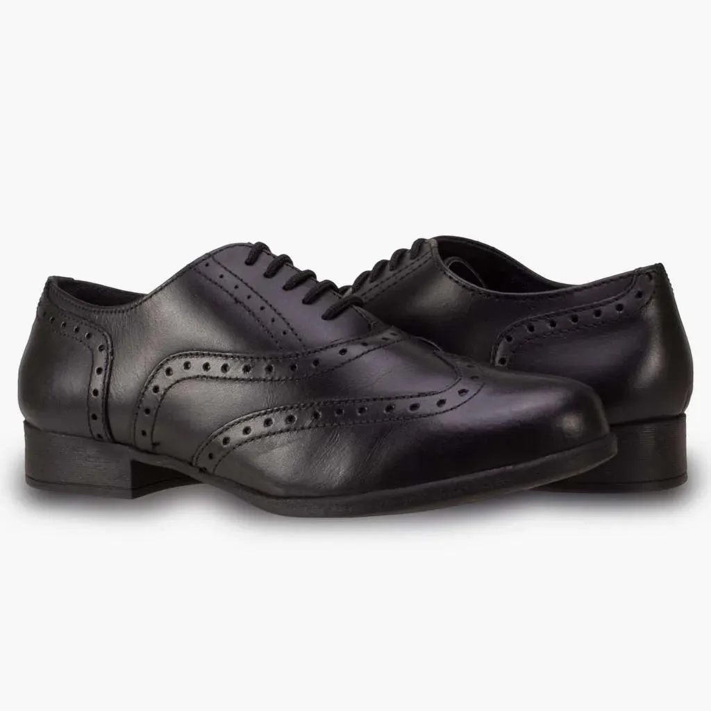 Term Bella Black Leather Lace Up Brogue