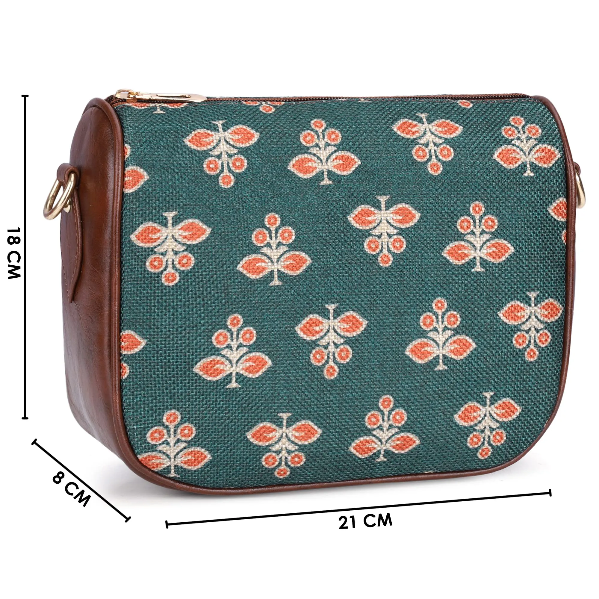 The Clownfish Garnet Series Printed Handicraft Fabric & Tapestry Crossbody Sling Bag for Women Ladies Single Shoulder Bag Shoulder Belt (Dark Grey)