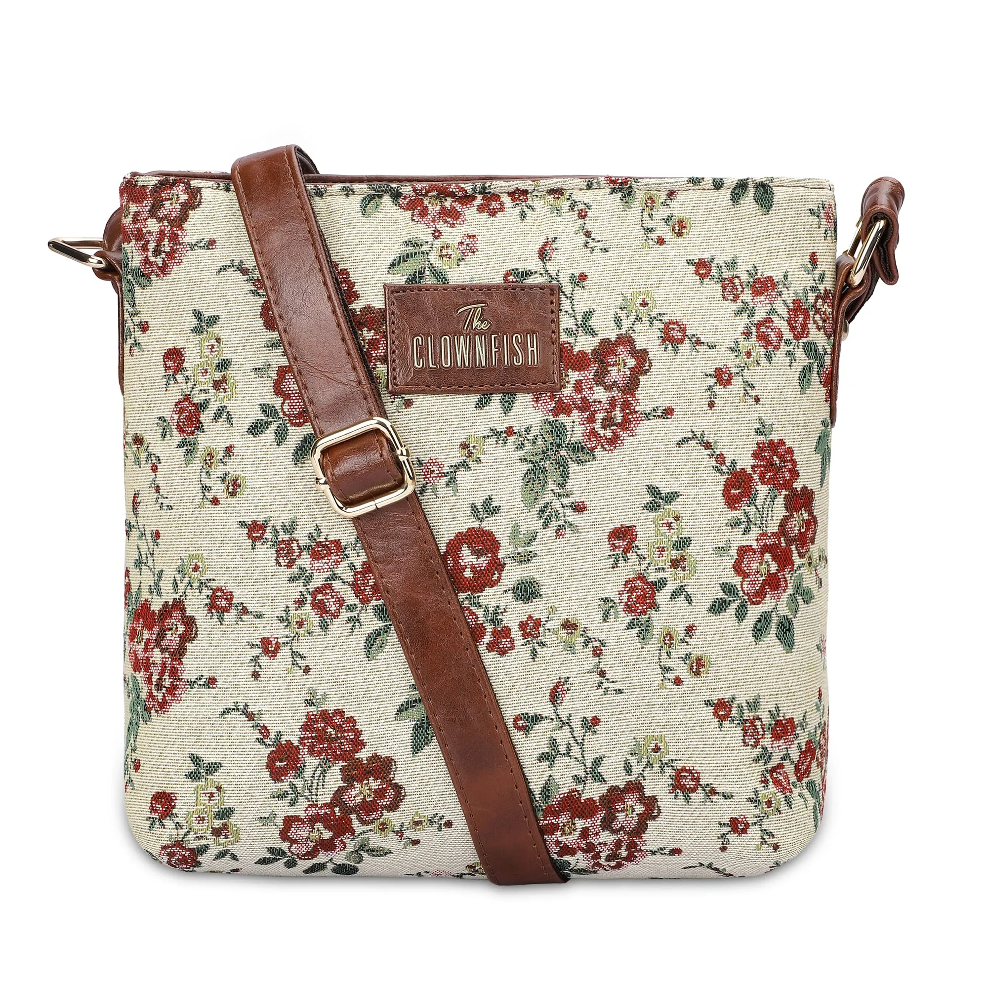 THE CLOWNFISH Linda Series Sling for Women Casual Ladies Single Shoulder Bag For Women Crossbody Bag for College Girls (White-Floral)