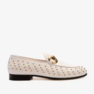 The Jupiter  Shoe White Spike Leather  Bit Dress Loafer Limited Edition Men Shoe