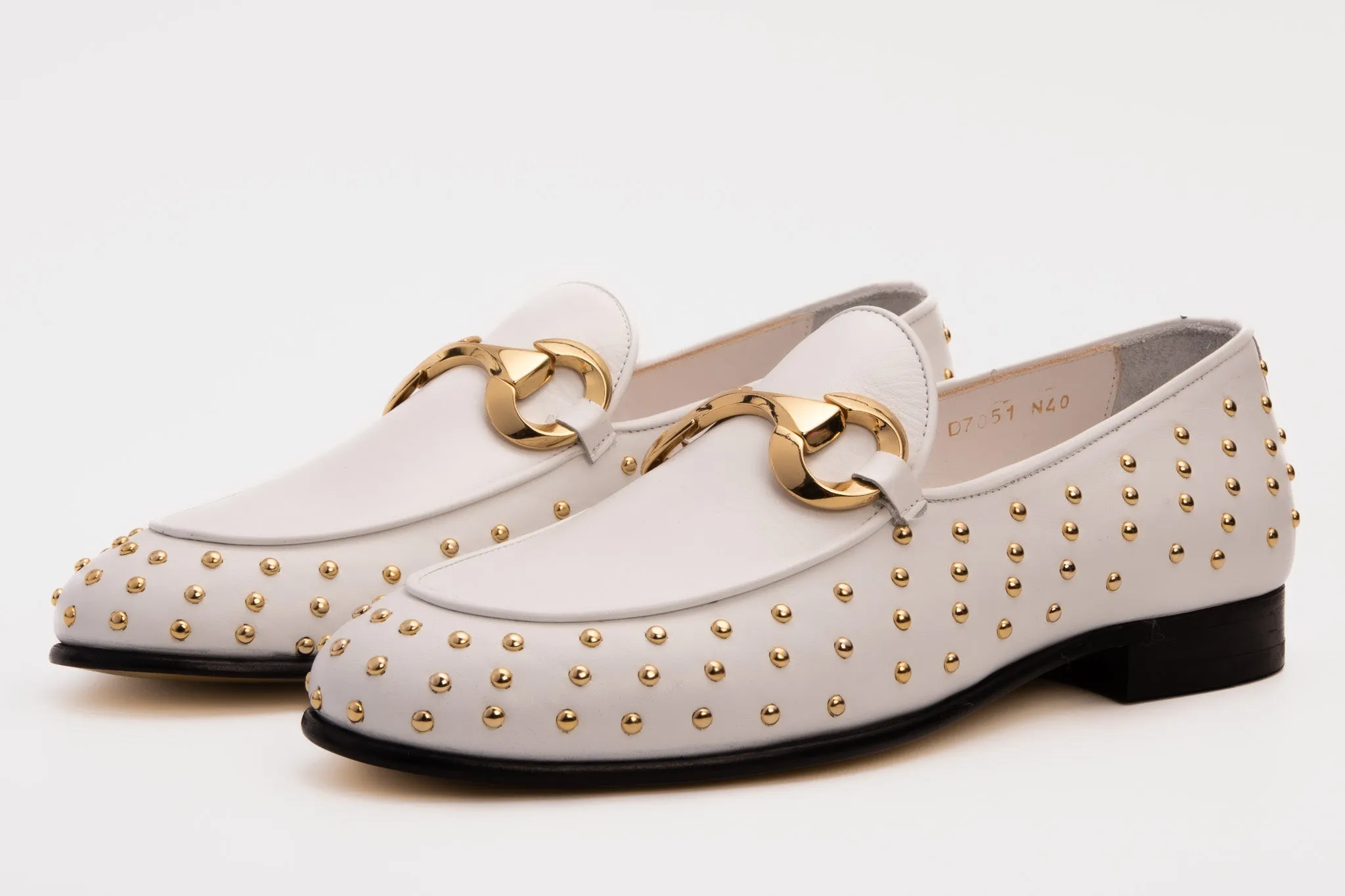 The Jupiter  Shoe White Spike Leather  Bit Dress Loafer Limited Edition Men Shoe