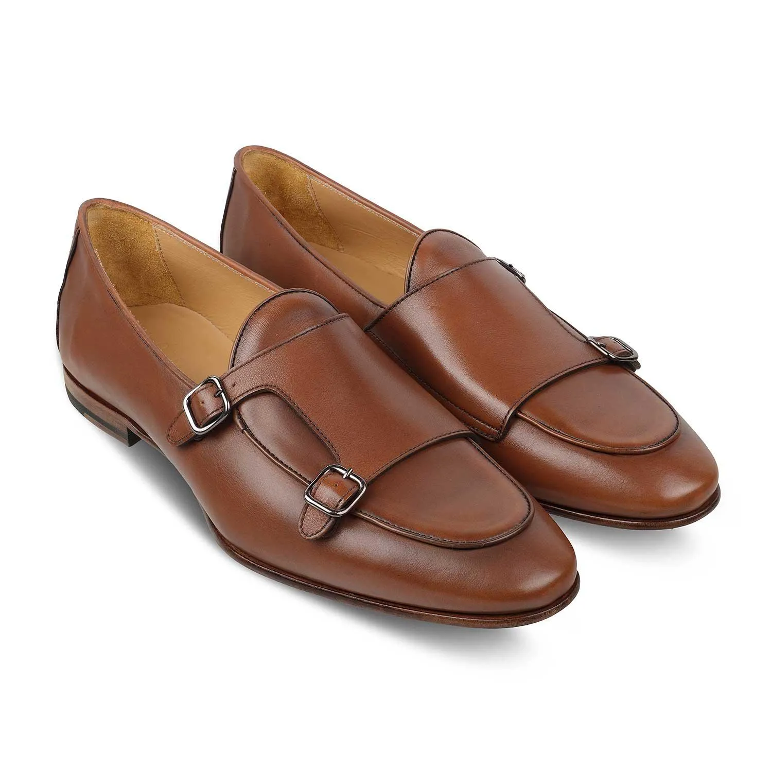 The Maccabeo Brown Men's Handcrafted Double Monk Shoes Tresmode