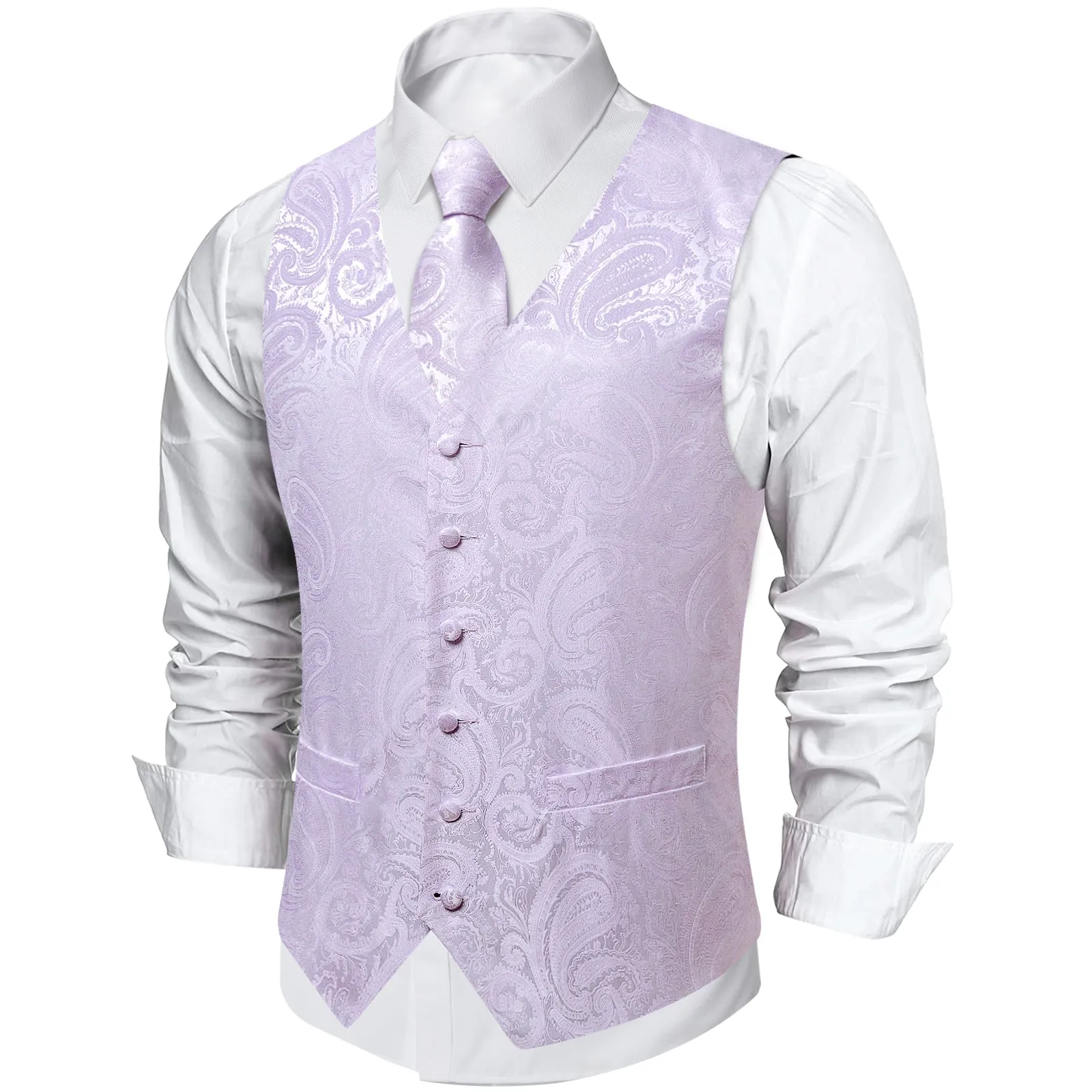 Thistle Purple Paisley Men's Vest Tie Set