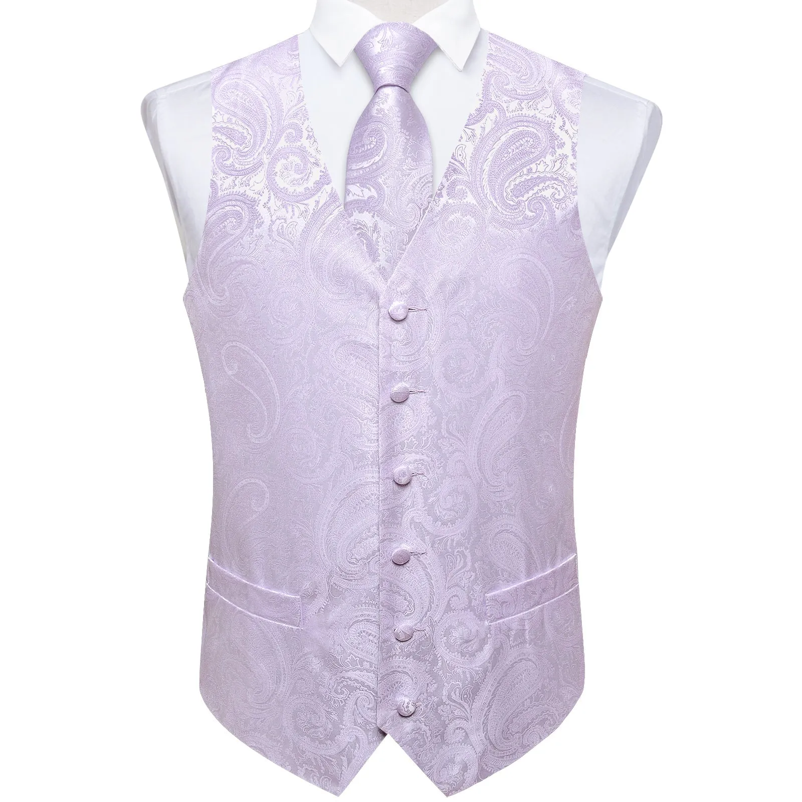 Thistle Purple Paisley Men's Vest Tie Set