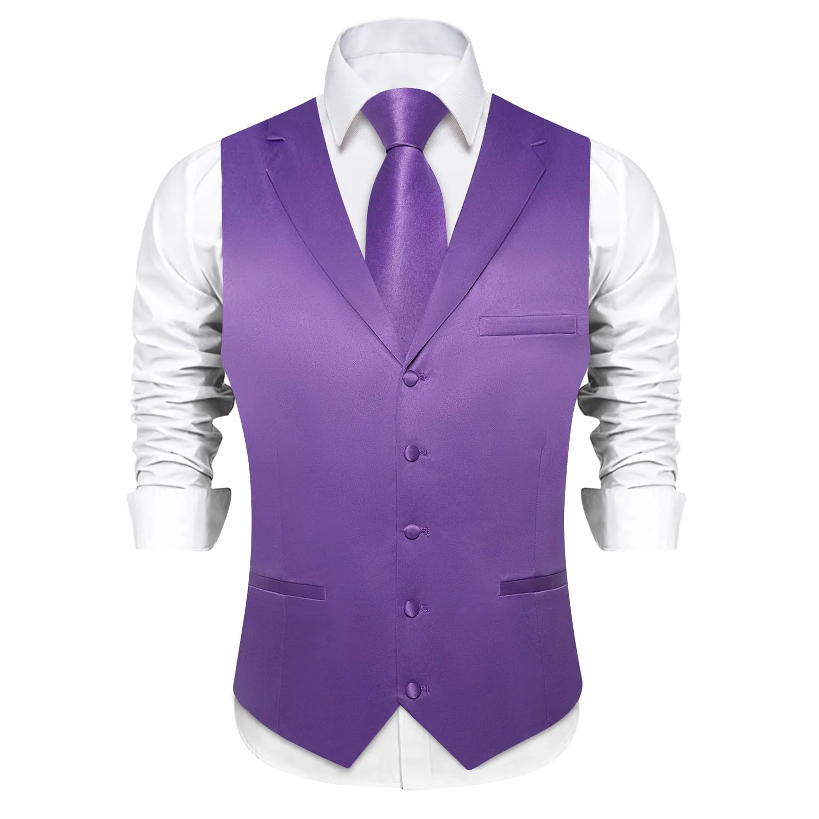 Ties2you Dress Vest Royal Purple Solid Notched Collar Mens Work Silk Vest