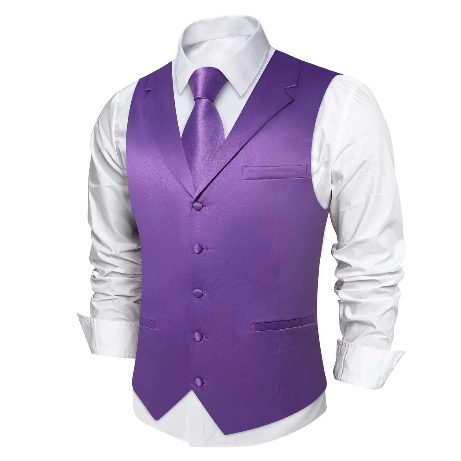 Ties2you Dress Vest Royal Purple Solid Notched Collar Mens Work Silk Vest