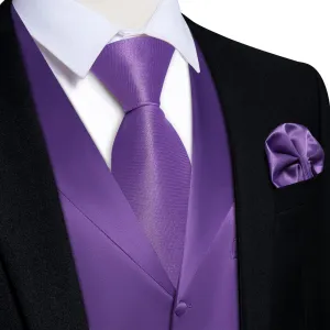 Ties2you Dress Vest Royal Purple Solid Notched Collar Mens Work Silk Vest