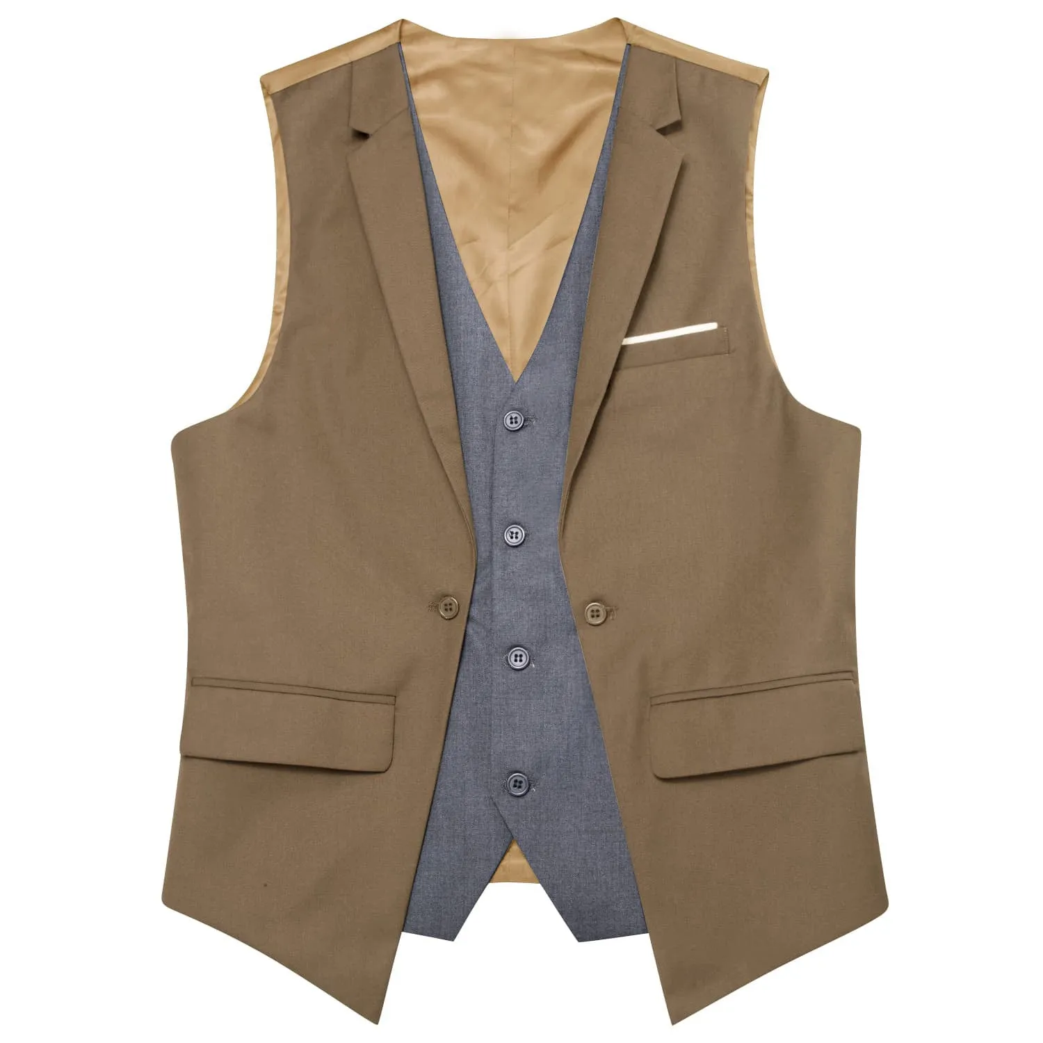 Ties2you Layered Waistcoat Tortilla Brown Grey Formal Vest Splicing Collar Vest